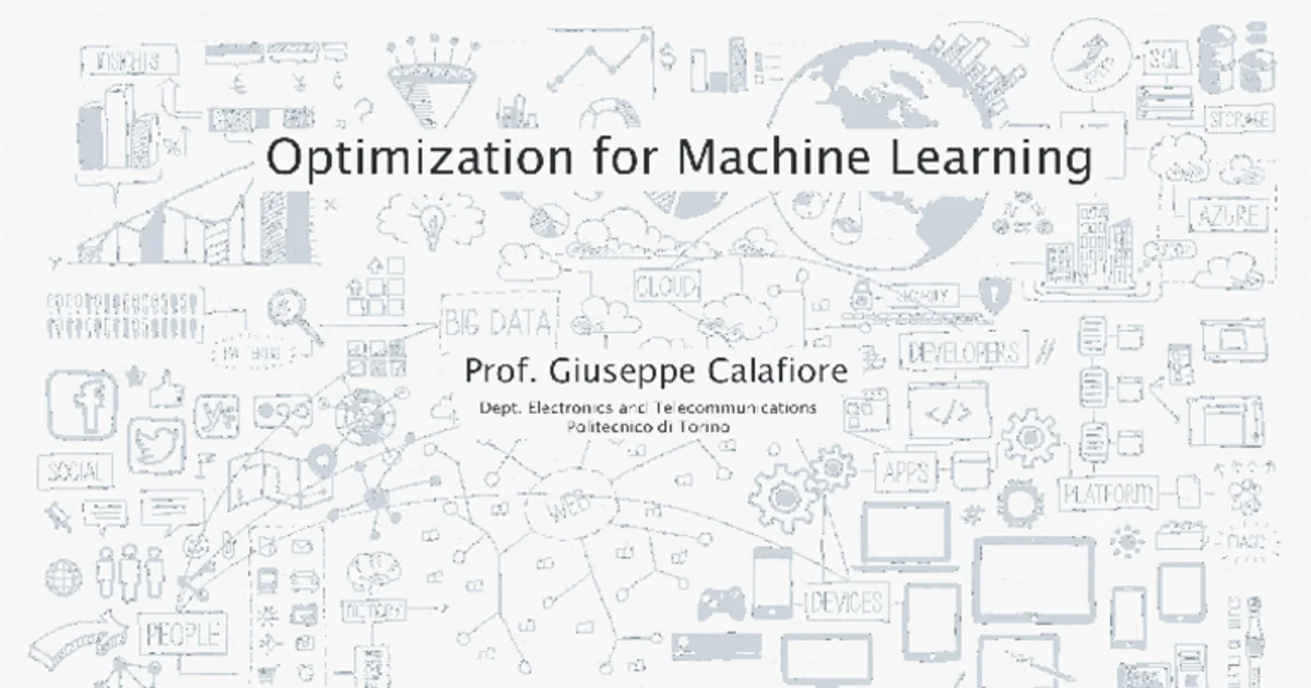 Optimization for Machine Learning, PoliTo | Algor Library