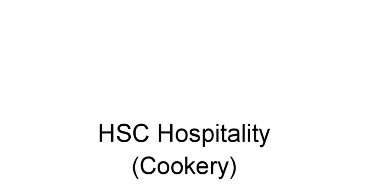 HSC Hospitality Cookery Study Guide | Algor Library