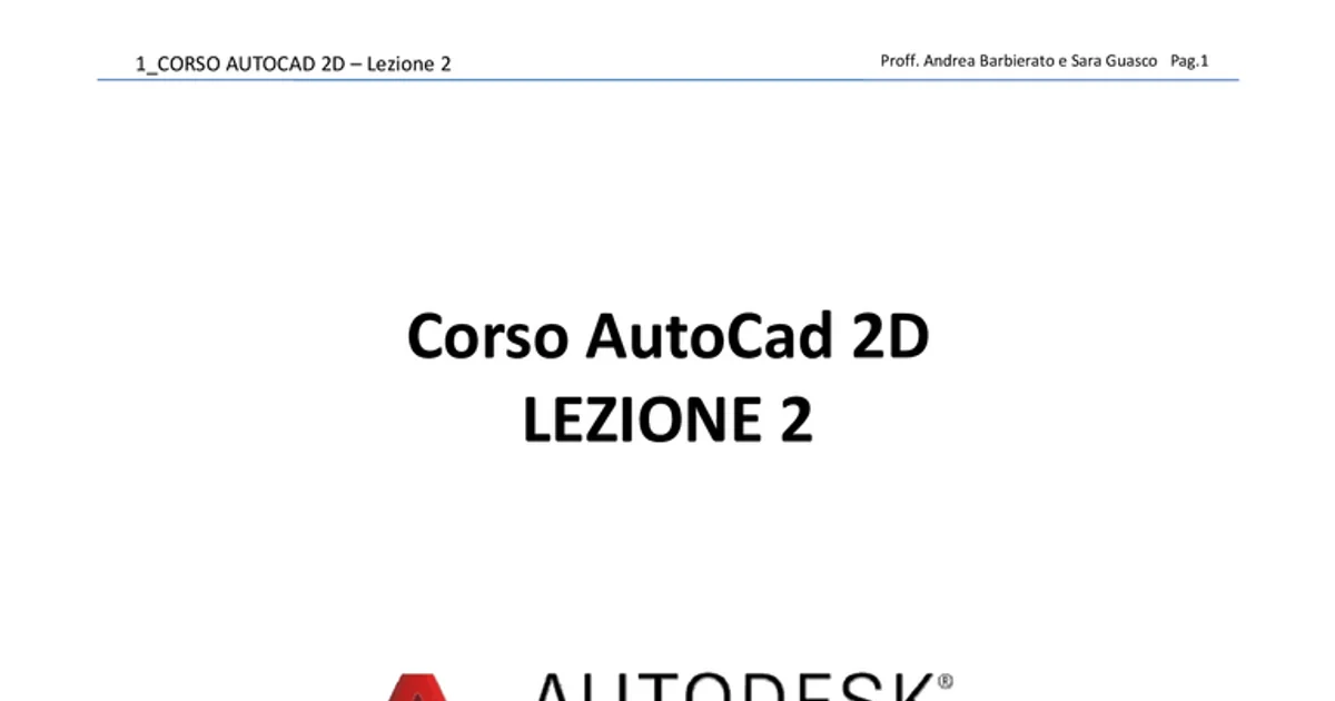 Corso Autocad 2D Lezione 2, Autodesk Autocad | Algor Library