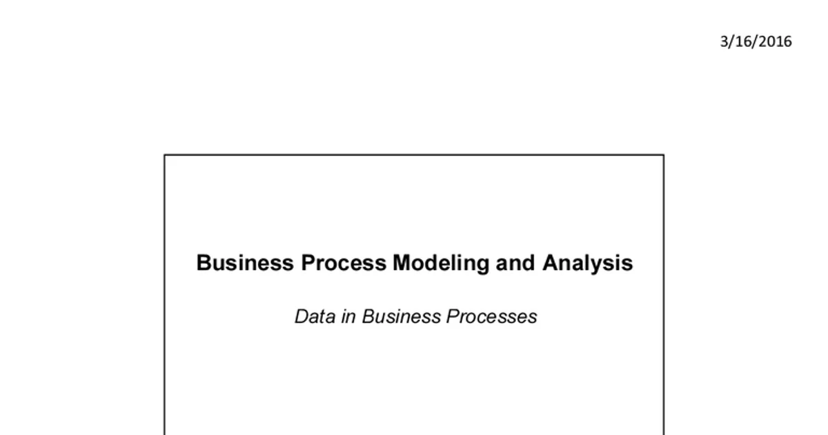 Business Process Modeling and Analysis | Algor Library