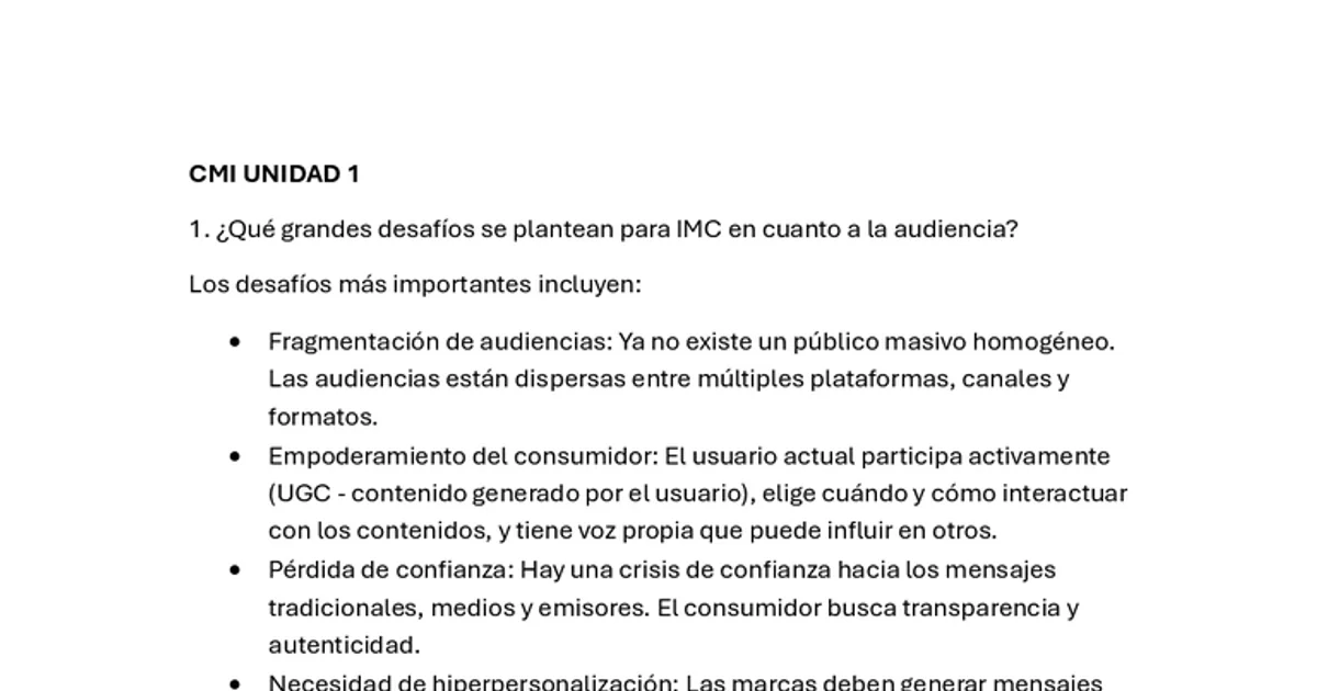 Cmi Unidad 1, Marketing Integrado | Algor Library